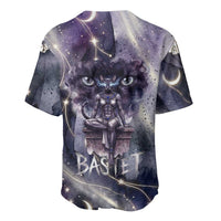 Bastet Egyptian Baseball Jersey Cat Goddess Cosmic Protector Moon Magic Night Sky