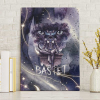 Bastet Egyptian Canvas Wall Art Cat Goddess Cosmic Protector Moon Magic Night Sky