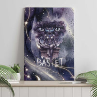 Bastet Egyptian Canvas Wall Art Cat Goddess Cosmic Protector Moon Magic Night Sky