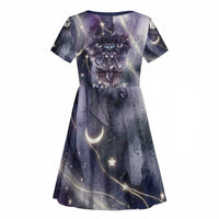 Bastet Egyptian Kid Short Sleeve Dress Cat Goddess Cosmic Protector Moon Magic Night Sky