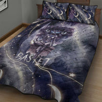Bastet Egyptian Quilt Bed Set Cat Goddess Cosmic Protector Moon Magic Night Sky