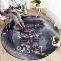 Bastet Egyptian Round Carpet Cat Goddess Cosmic Protector Moon Magic Night Sky