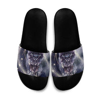 Bastet Egyptian Slide Sandals Cat Goddess Cosmic Protector Moon Magic Night Sky