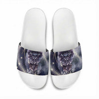 Bastet Egyptian Slide Sandals Cat Goddess Cosmic Protector Moon Magic Night Sky