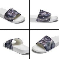 Bastet Egyptian Slide Sandals Cat Goddess Cosmic Protector Moon Magic Night Sky