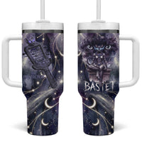 Bastet Egyptian Tumbler With Handle Cat Goddess Cosmic Protector Moon Magic Night Sky