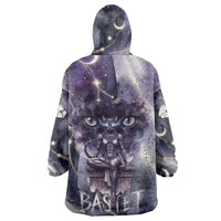Bastet Egyptian Wearable Blanket Hoodie Cat Goddess Cosmic Protector Moon Magic Night Sky