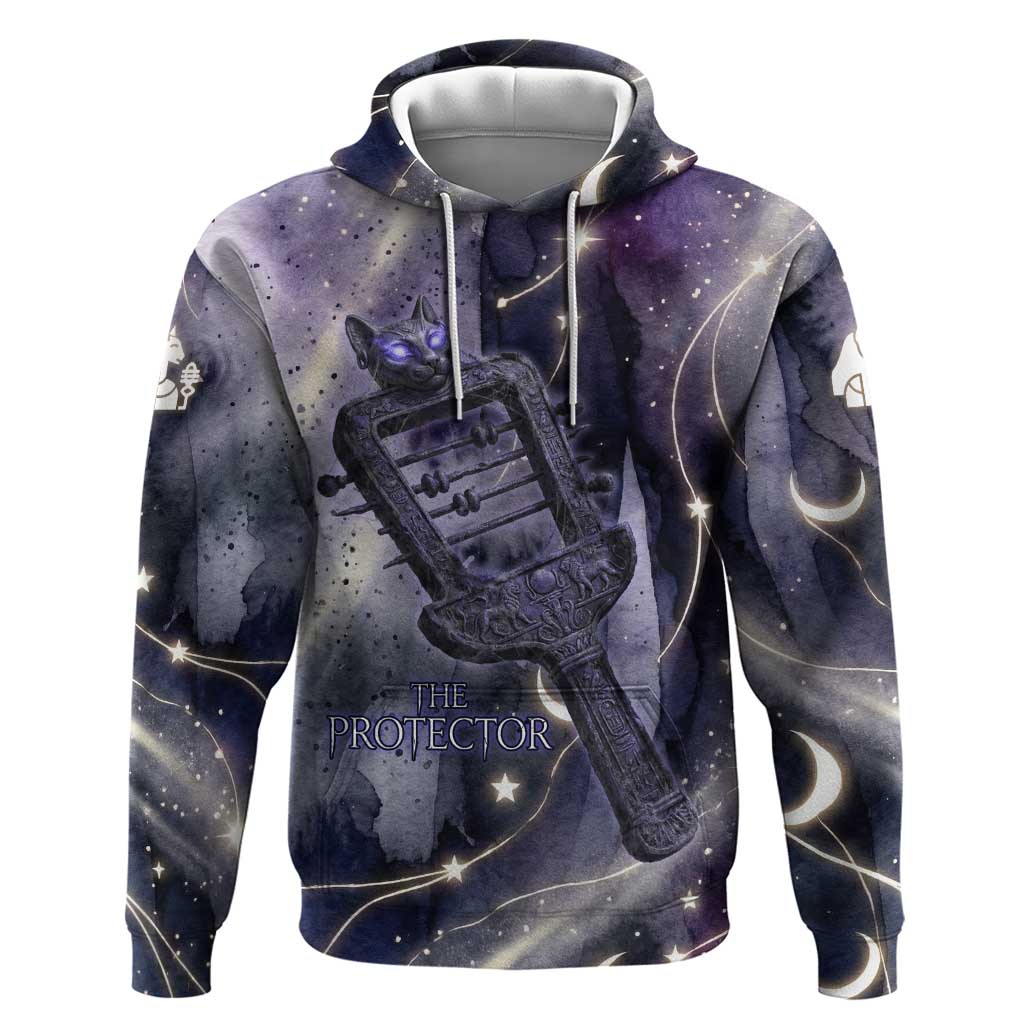 Bastet Egyptian Zip Hoodie Cat Goddess Cosmic Protector Moon Magic Night Sky