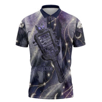 Bastet Egyptian Zipper Polo Shirt Cat Goddess Cosmic Protector Moon Magic Night Sky
