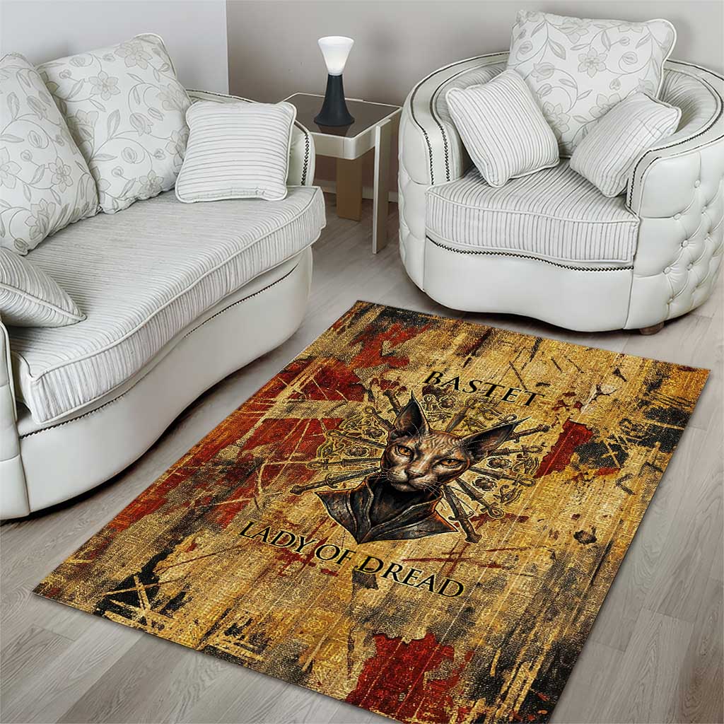 Bastet Egyptian Area Rug Eye of Ra Cat Goddess Lady of Dread Ancient Power
