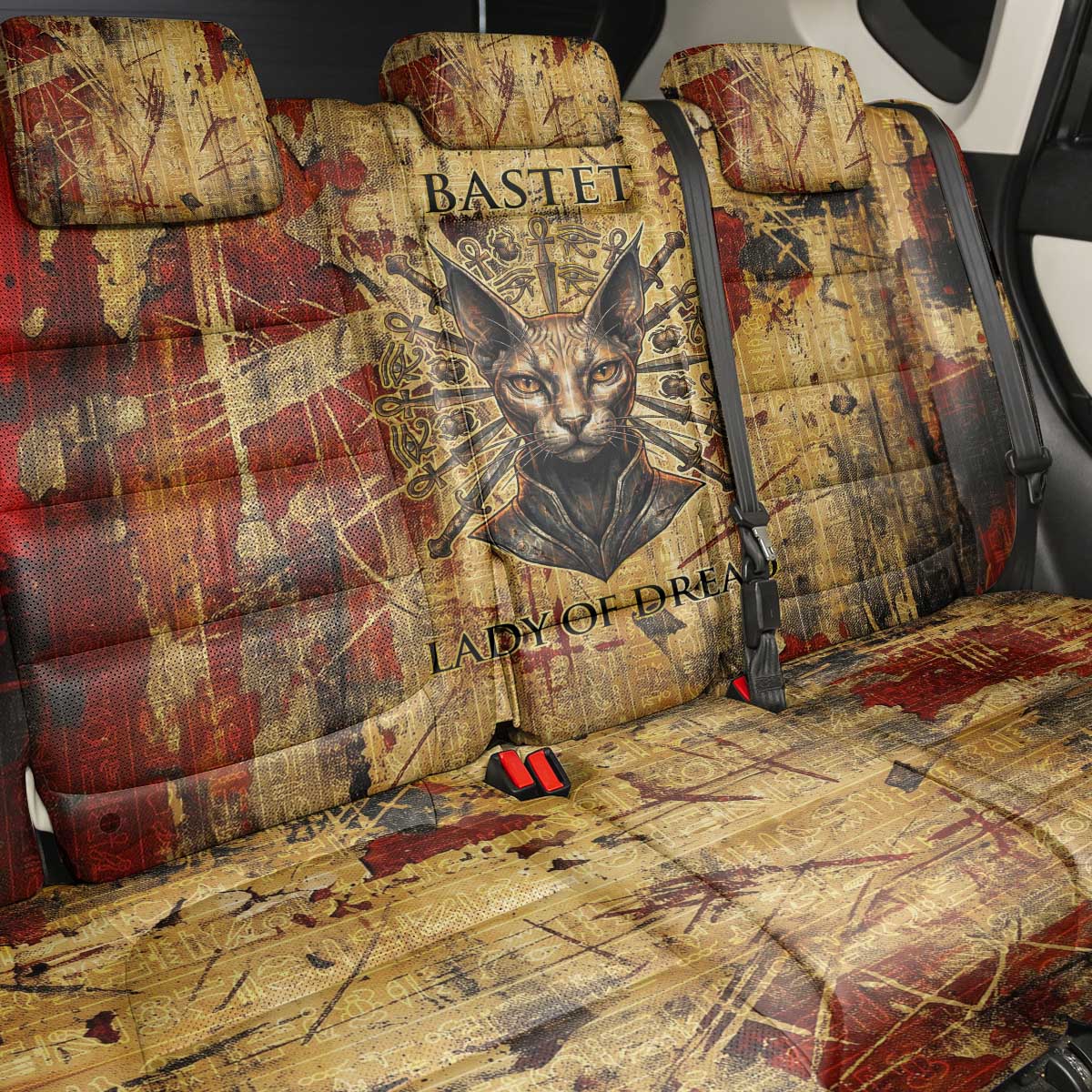 Bastet Egyptian Back Car Seat Cover Eye of Ra Cat Goddess Lady of Dread Ancient Power