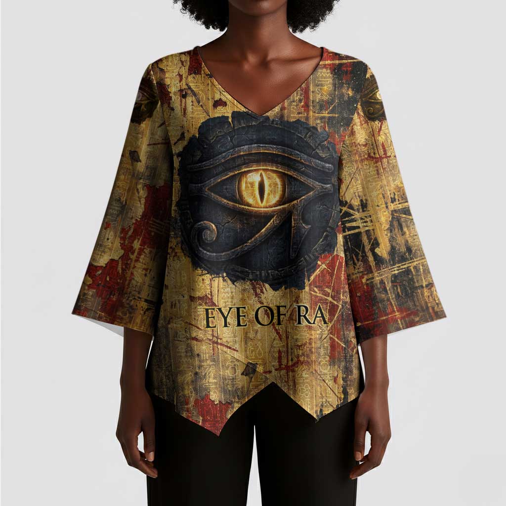 Bastet Egyptian Kimono Sleeve Blouse Eye of Ra Cat Goddess Lady of Dread Ancient Power