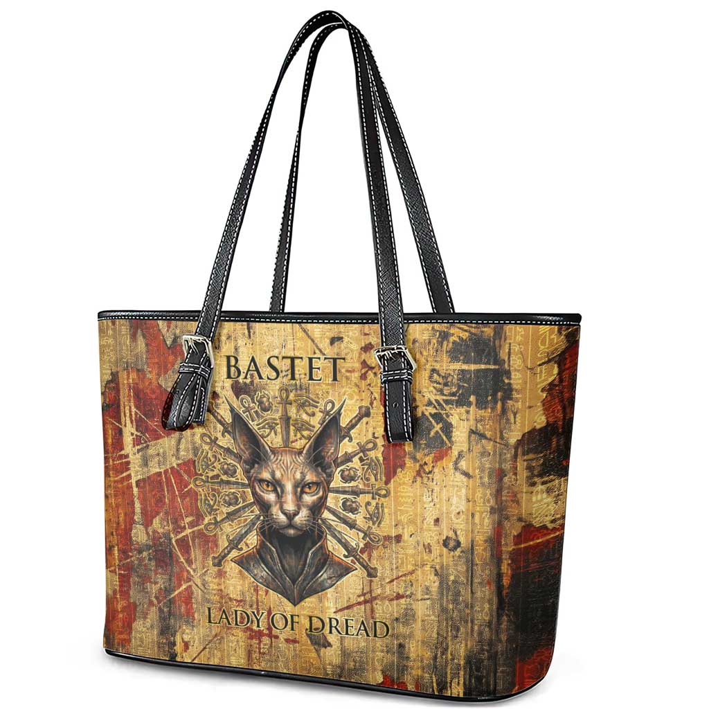 Bastet Egyptian Leather Tote Bag Eye of Ra Cat Goddess Lady of Dread Ancient Power