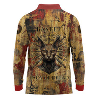 Bastet Egyptian Long Sleeve Polo Shirt Eye of Ra Cat Goddess Lady of Dread Ancient Power