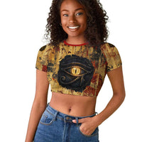 Bastet Egyptian Raglan Cropped T shirt Eye of Ra Cat Goddess Lady of Dread Ancient Power