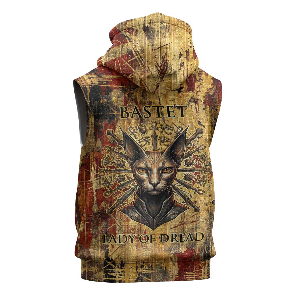 Bastet Egyptian Sleeveless Zip Hoodie Eye of Ra Cat Goddess Lady of Dread Ancient Power
