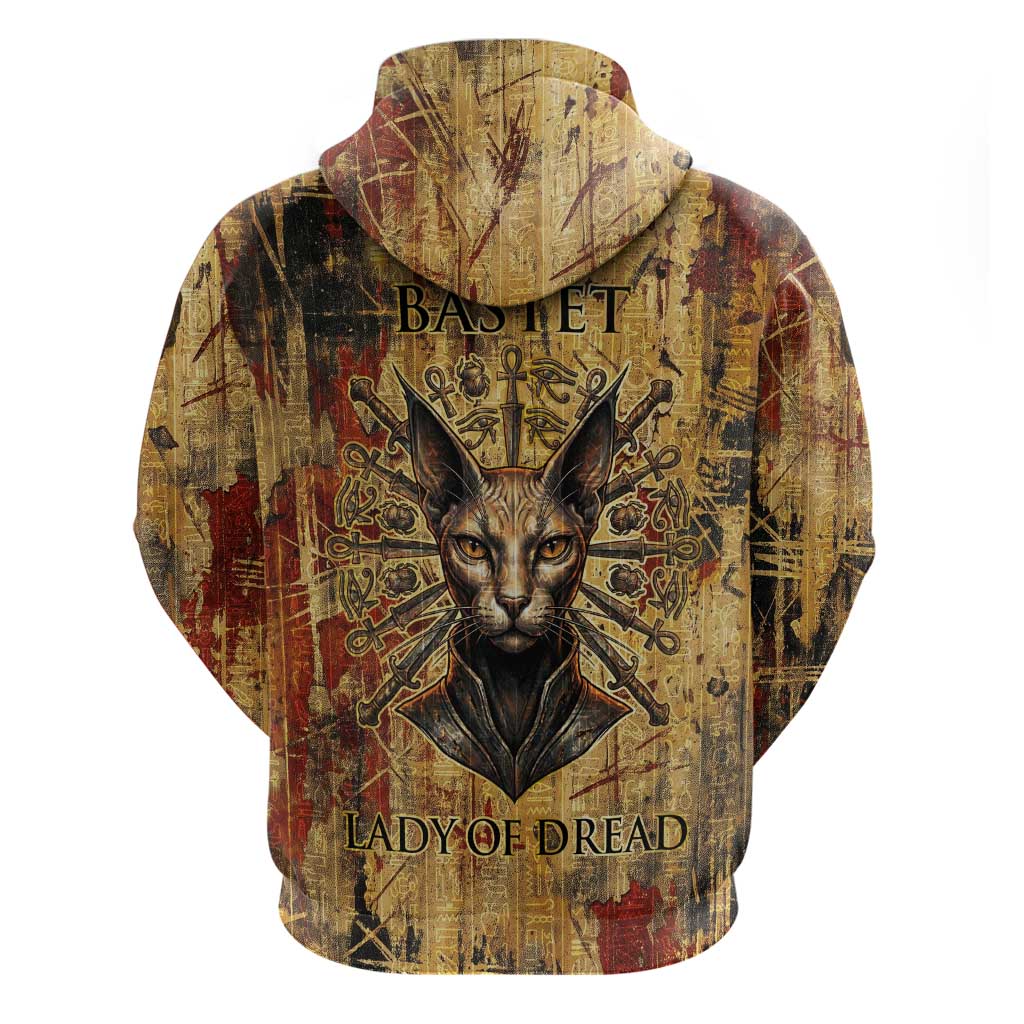 Bastet Egyptian Zip Hoodie Eye of Ra Cat Goddess Lady of Dread Ancient Power