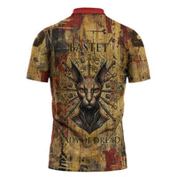 Bastet Egyptian Zipper Polo Shirt Eye of Ra Cat Goddess Lady of Dread Ancient Power