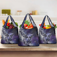 Bat Egyptian Grocery Bag Cow Goddess Celestial Face Horn Ring Gem Cosmic Starry Sky