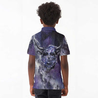 Bat Egyptian Kid Polo Shirt Cow Goddess Celestial Face Horn Ring Gem Cosmic Starry Sky