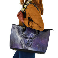 Bat Egyptian Leather Tote Bag Cow Goddess Celestial Face Horn Ring Gem Cosmic Starry Sky