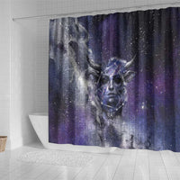Bat Egyptian Shower Curtain Cow Goddess Celestial Face Horn Ring Gem Cosmic Starry Sky