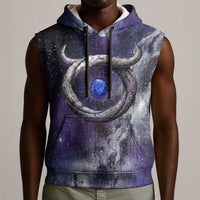 Bat Egyptian Sleeveless Hoodie Cow Goddess Celestial Face Horn Ring Gem Cosmic Starry Sky