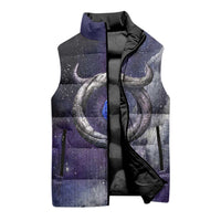 Bat Egyptian Sleeveless Puffer Jacket Cow Goddess Celestial Face Horn Ring Gem Cosmic Starry Sky