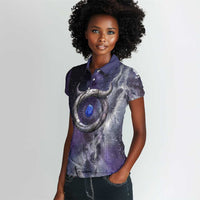 Bat Egyptian Women Polo Shirt Cow Goddess Celestial Face Horn Ring Gem Cosmic Starry Sky