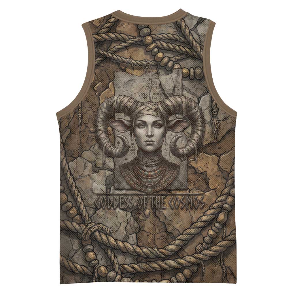 Bat Basketball Jersey Goddess of the Cosmos Ancient Egyptian Cow Horns Stone