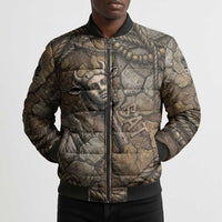 Bat Bomber Puffer Jacket Goddess of the Cosmos Ancient Egyptian Cow Horns Stone