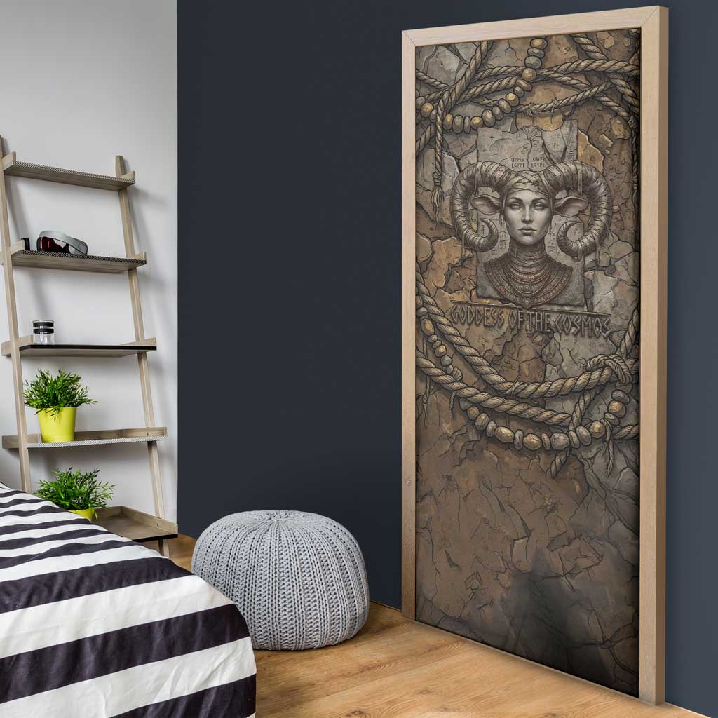 Bat Door Cover Goddess of the Cosmos Ancient Egyptian Cow Horns Stone