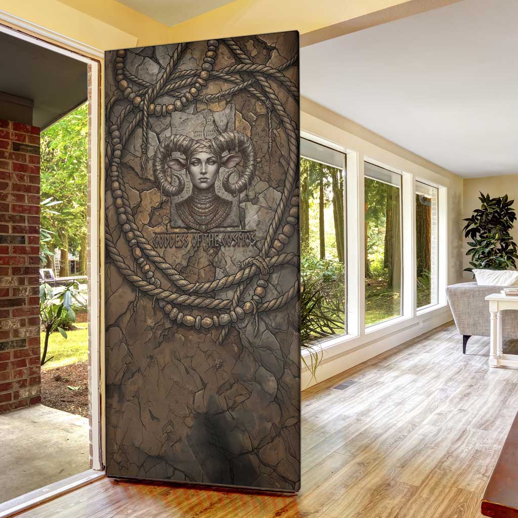Bat Door Cover Goddess of the Cosmos Ancient Egyptian Cow Horns Stone