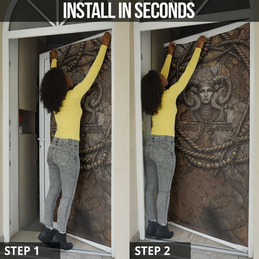 Bat Door Cover Goddess of the Cosmos Ancient Egyptian Cow Horns Stone