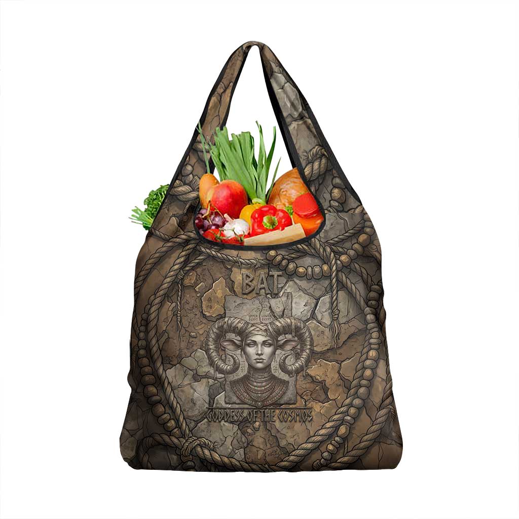 Bat Grocery Bag Goddess of the Cosmos Ancient Egyptian Cow Horns Stone
