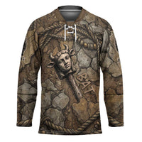 Bat Hockey Jersey Goddess of the Cosmos Ancient Egyptian Cow Horns Stone