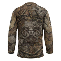 Bat Hockey Jersey Goddess of the Cosmos Ancient Egyptian Cow Horns Stone