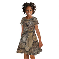 Bat Kid Short Sleeve Dress Goddess of the Cosmos Ancient Egyptian Cow Horns Stone
