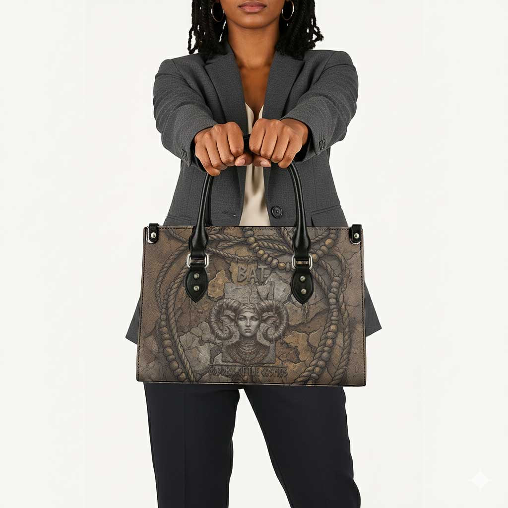 Bat Leather Bag Goddess of the Cosmos Ancient Egyptian Cow Horns Stone
