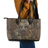 Bat Leather Tote Bag Goddess of the Cosmos Ancient Egyptian Cow Horns Stone