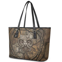 Bat Leather Tote Bag Goddess of the Cosmos Ancient Egyptian Cow Horns Stone