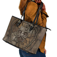 Bat Leather Tote Bag Goddess of the Cosmos Ancient Egyptian Cow Horns Stone