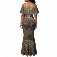 Bat Mermaid Dress Goddess of the Cosmos Ancient Egyptian Cow Horns Stone