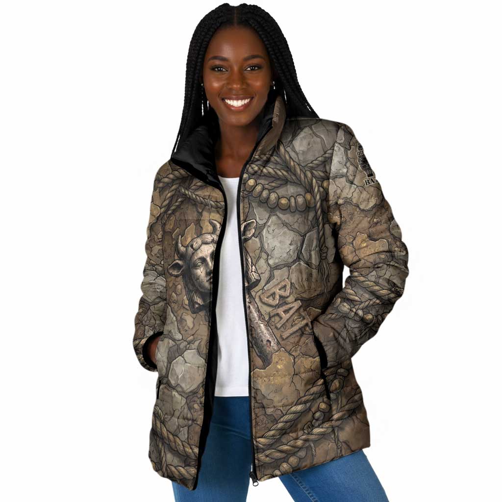 Bat Padded Jacket Goddess of the Cosmos Ancient Egyptian Cow Horns Stone