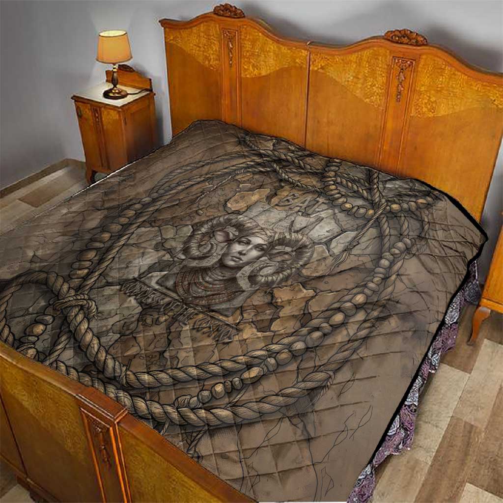 Bat Quilt Goddess of the Cosmos Ancient Egyptian Cow Horns Stone