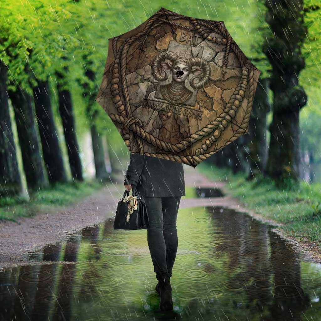 Bat Umbrella Goddess of the Cosmos Ancient Egyptian Cow Horns Stone