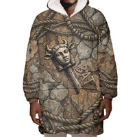 Bat Wearable Blanket Hoodie Goddess of the Cosmos Ancient Egyptian Cow Horns Stone