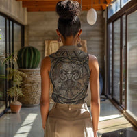 Bat Women Sleeveless Polo Shirt Goddess of the Cosmos Ancient Egyptian Cow Horns Stone