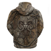 Bat Zip Hoodie Goddess of the Cosmos Ancient Egyptian Cow Horns Stone
