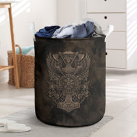 Viking Raven Wolf Vegvisir Laundry Basket Nordic Runic Engraving Style